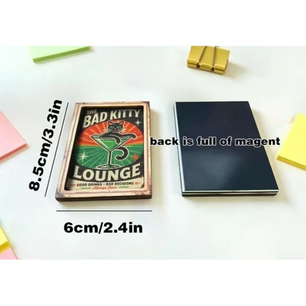 Cat Magnet Bad Kitty Lounge Funny Cat Humor Framed Miniature Magnet New Cute!